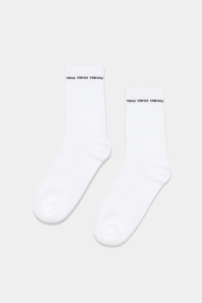 Cotton Blend White Socks with Logo