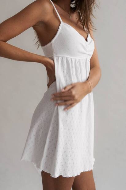 White Pointelle Sleep Dress "Margot"