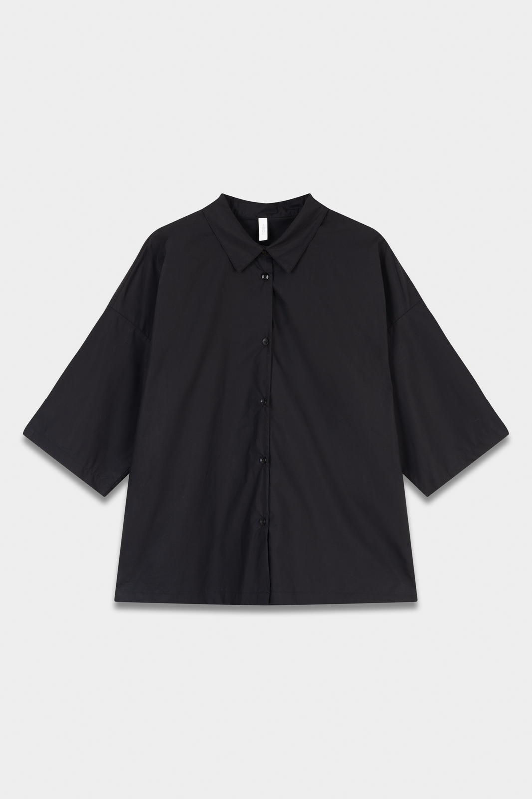 Black Oversized Short Sleeve Button-Up Shirt