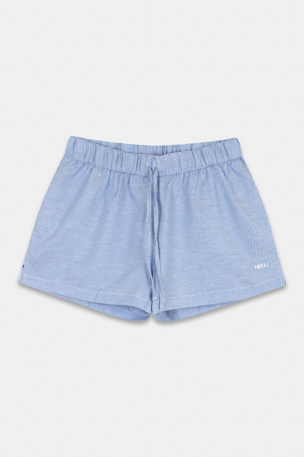 Blue Striped Shorts with Pockets