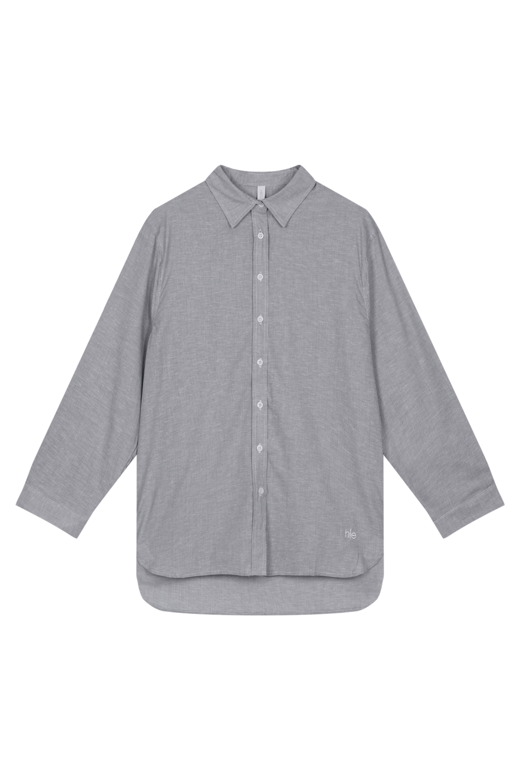 Fine Graphite Stripe Oversized Button-Up Shirt