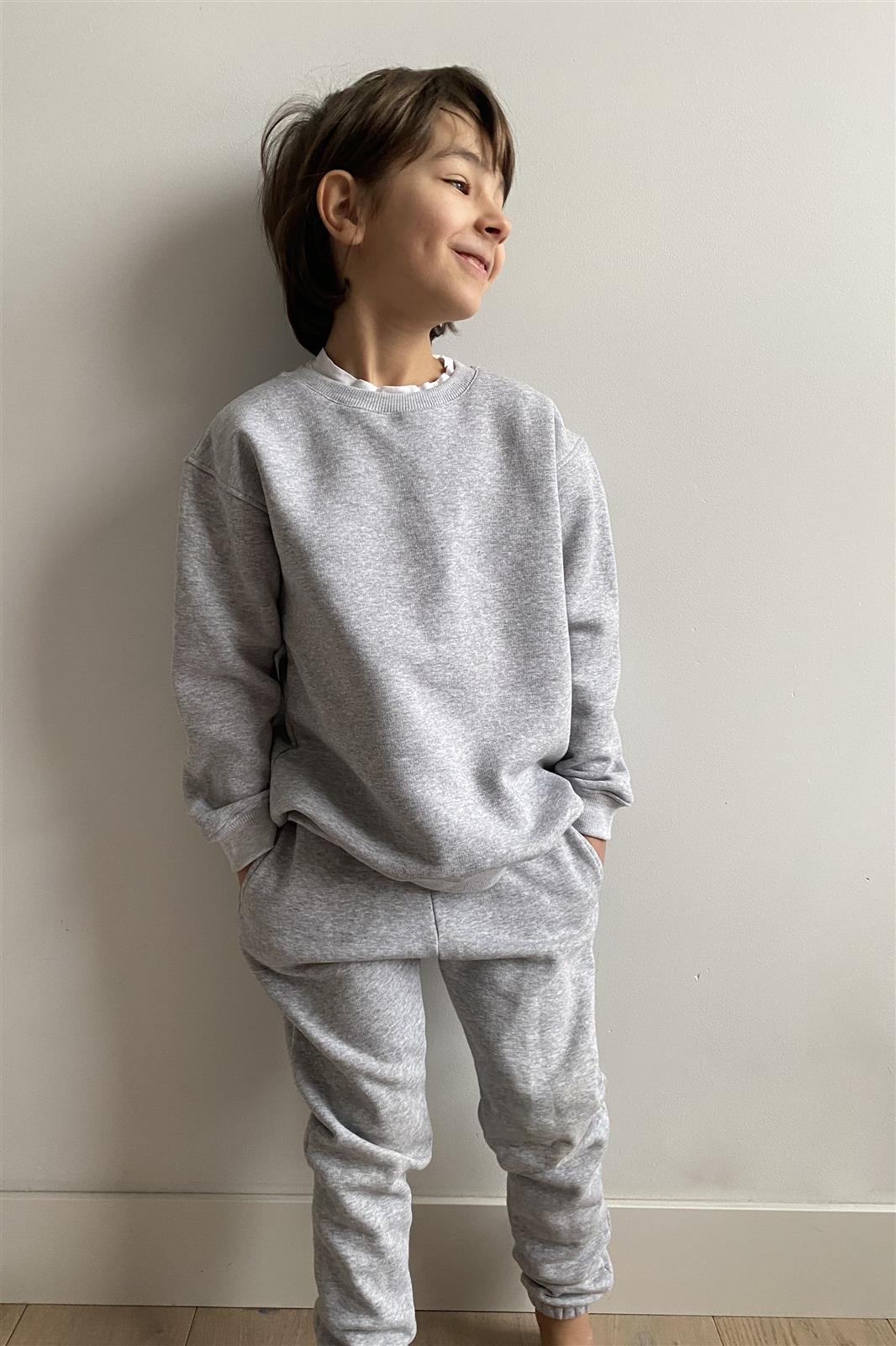 Grey Melange Sweatshirt for Kids
