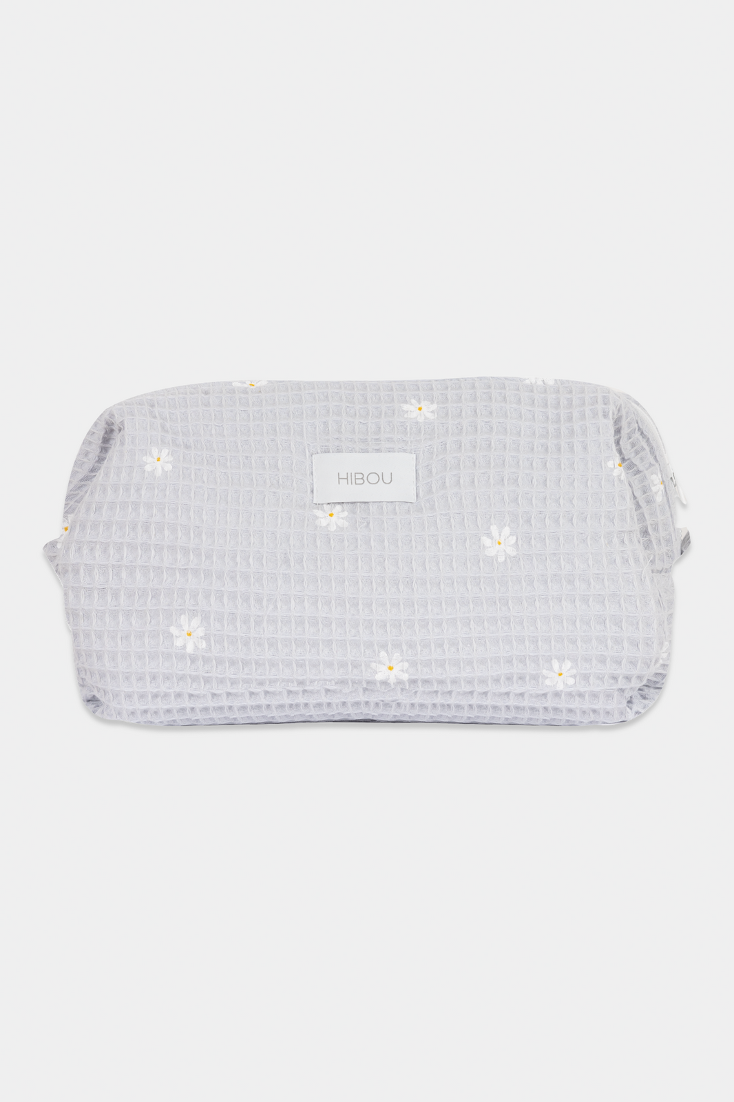 Large Waffle Weave Toiletry Bag in Light Grey 
