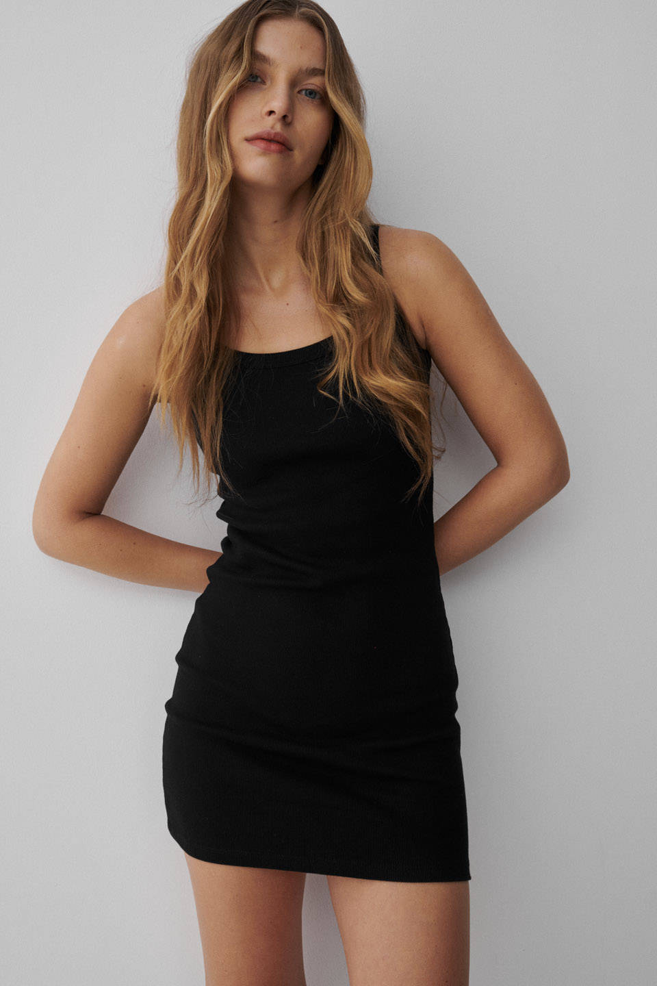 Ribbed Black Fitted Dress