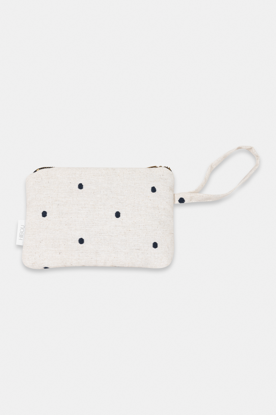 Small Flat Dotted Toiletry Bag in Ecru