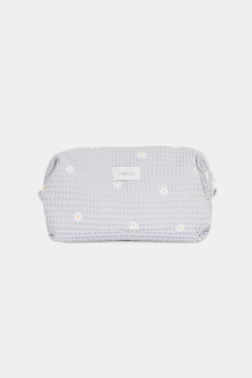 Small Waffle Weave Toiletry Bag in Light Grey