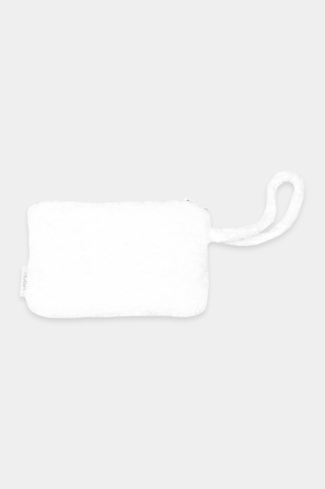 White Terrycloth Small Flat Cosmetic Bag
