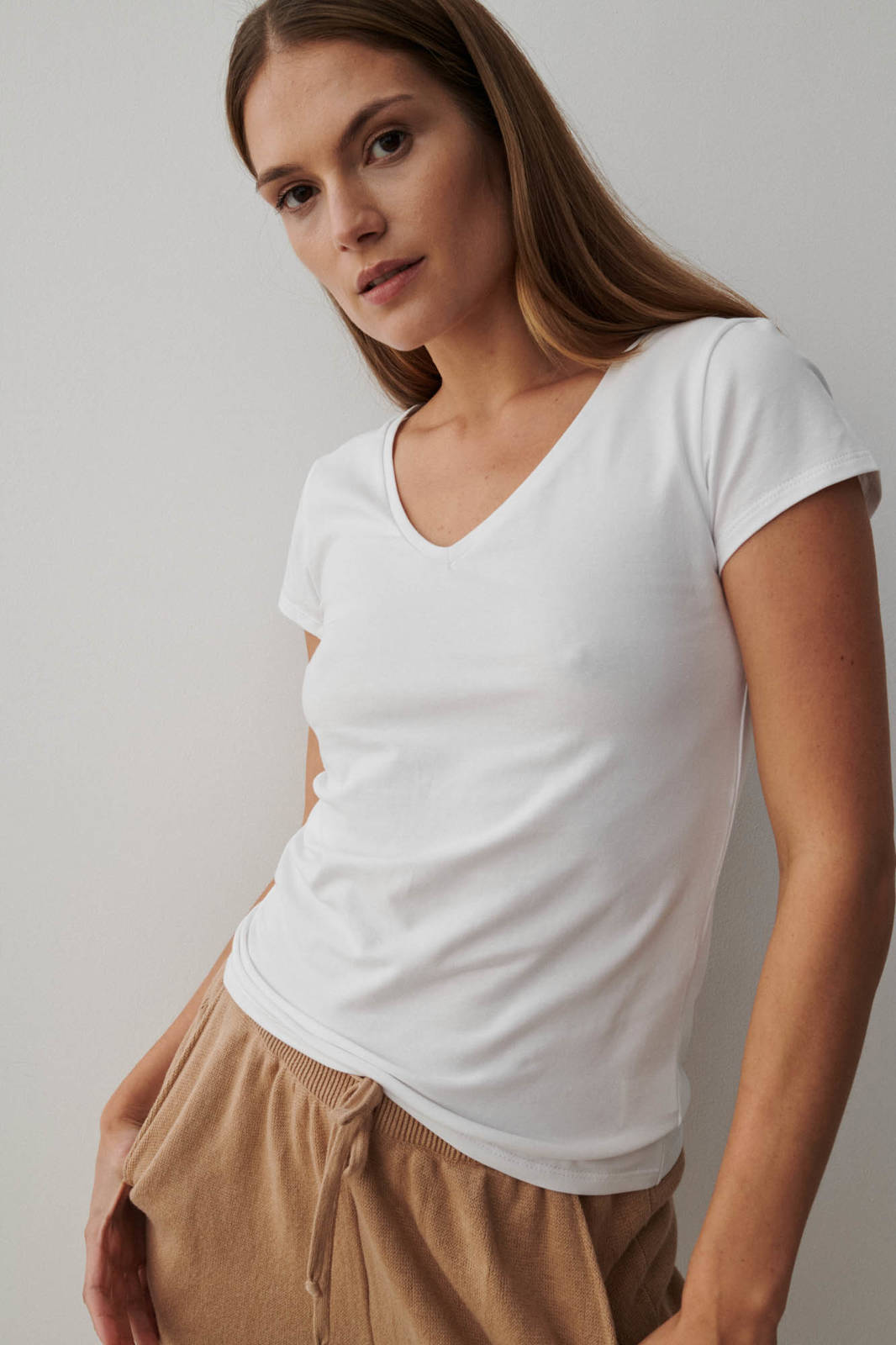 White V-neck T-shirt