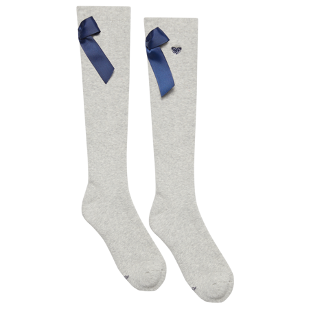 Melange Socks with a Navy Bow