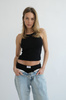 Black Openwork Basic Tank Top