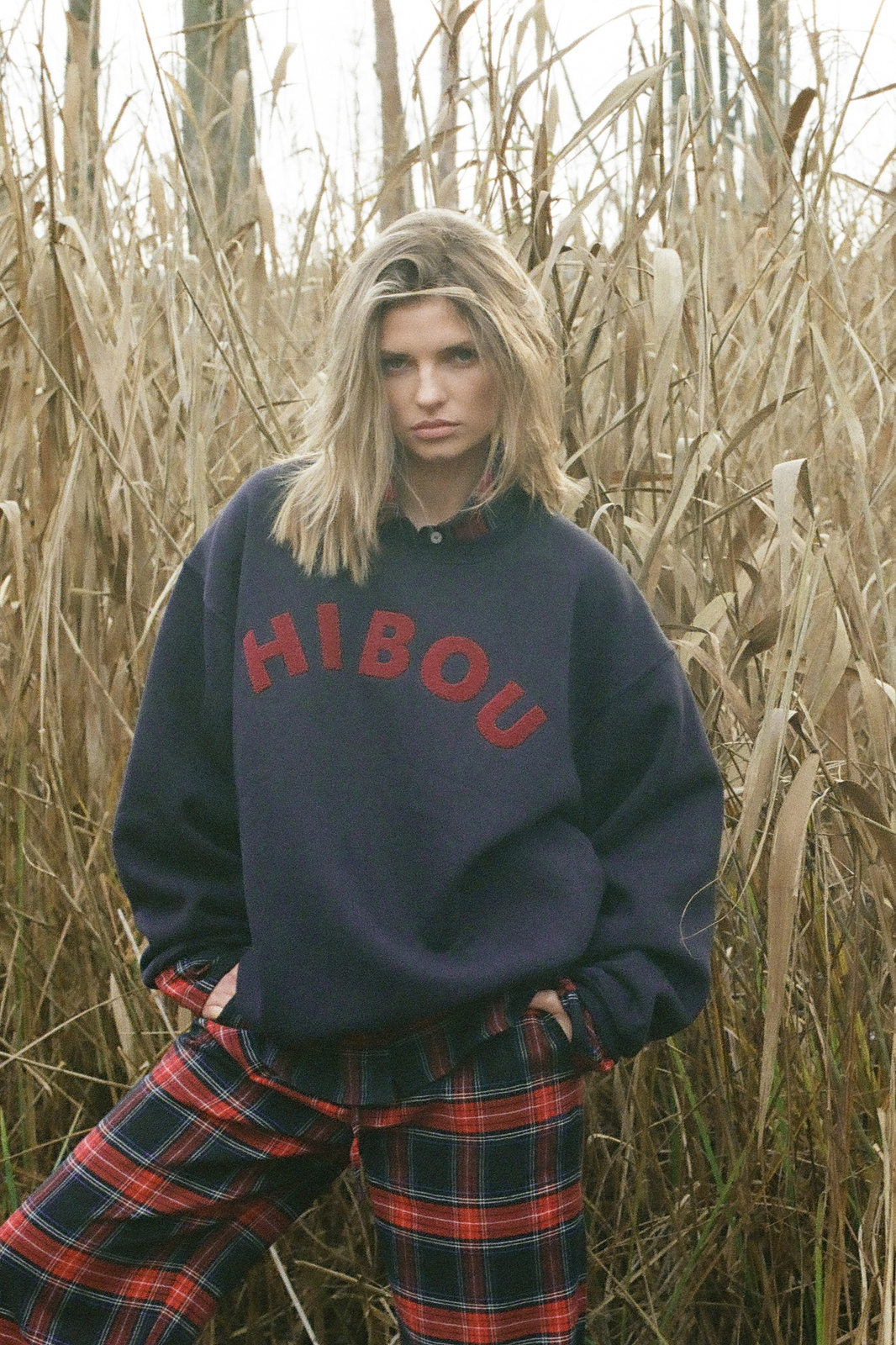 Navy Oversized Sweatshirt “Hailey” with Burgundy Logo