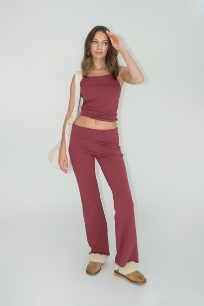 Fold Over Leggins "Lia" Burgundy
