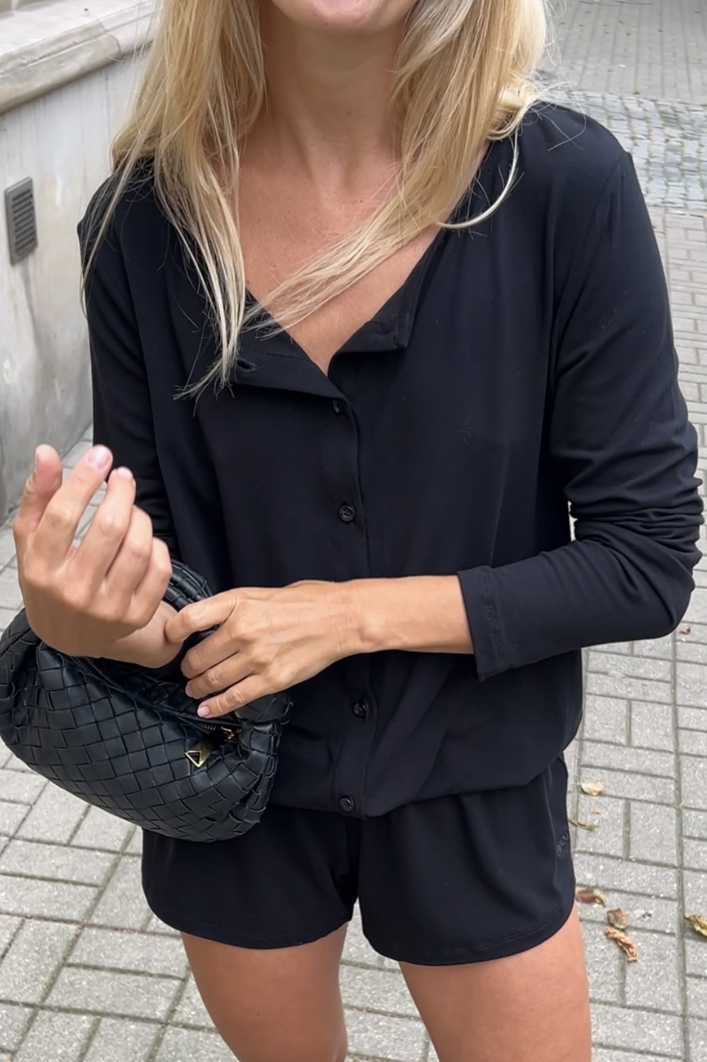 Black Long-Sleeve Romper