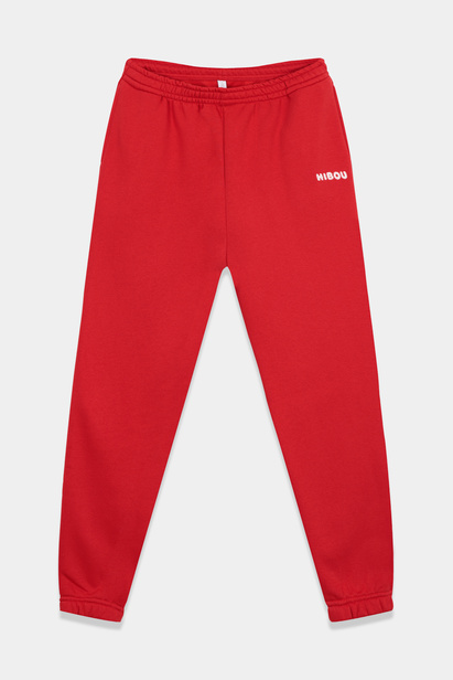 Red Oversized Sweatpants with Fleece