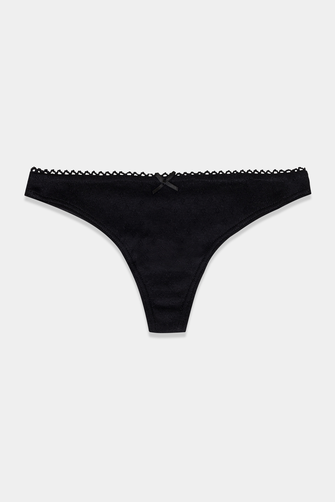 Black Pointelle Thong "Rosie"