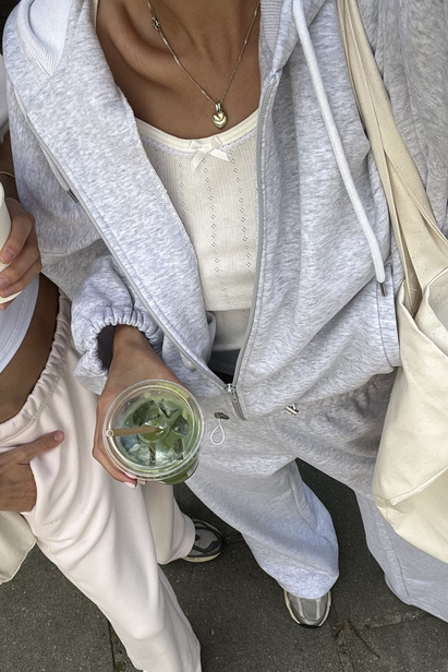 Light Melange Zipped Hoodie "Rene"