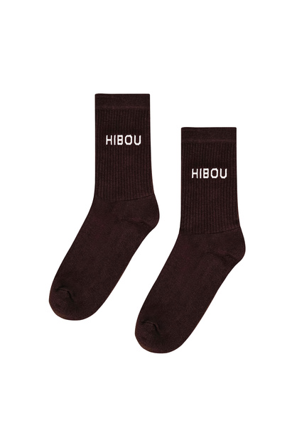 Cotton Blend Chocolate Socks with Logo