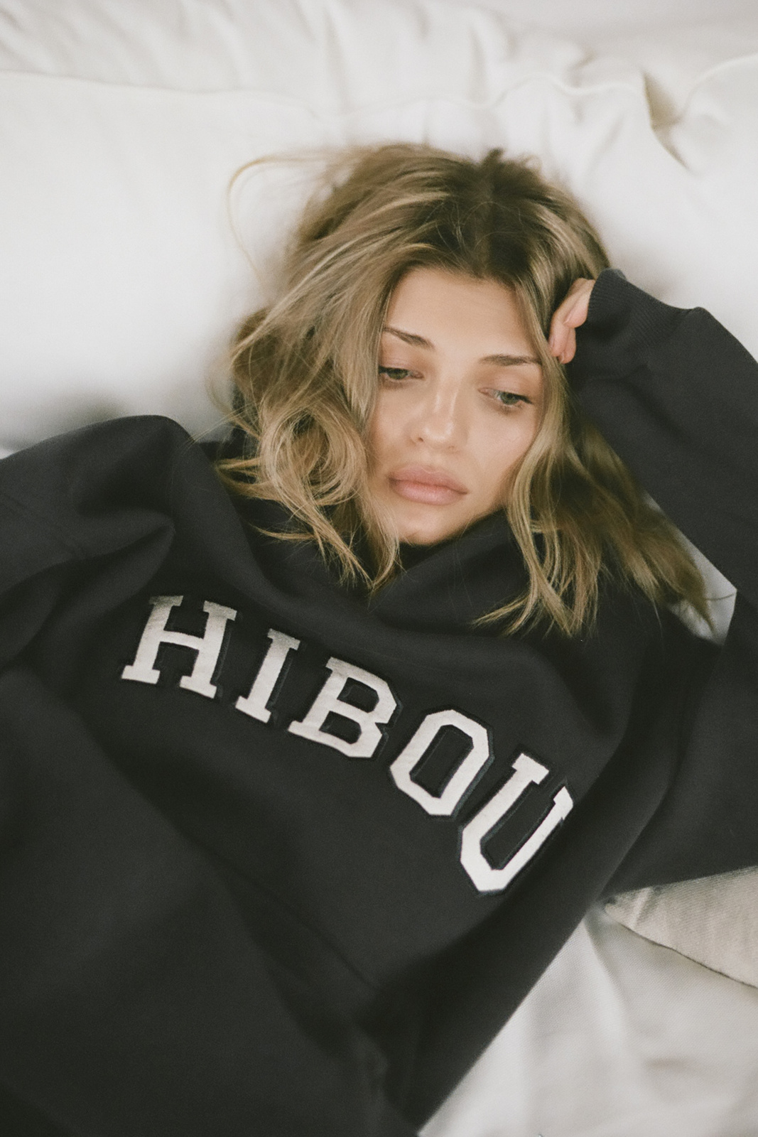 Anthracite Oversized Hoodie "Emily" with Fleece and Logo