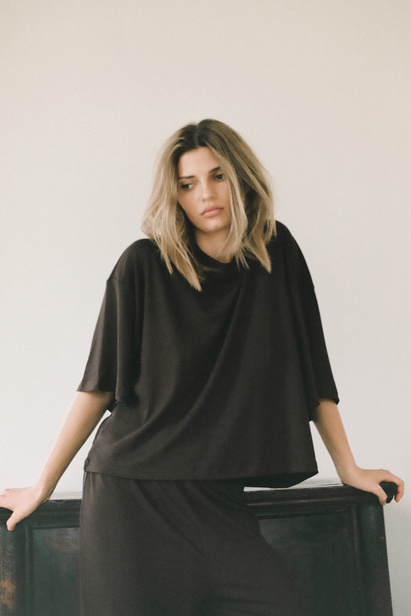 Ribbed Brown T-Shirt "Hannah"