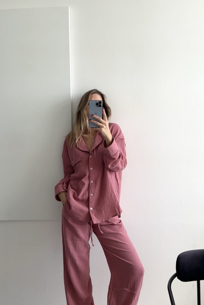 Dusty Pink Muslin Trousers "Taylor"