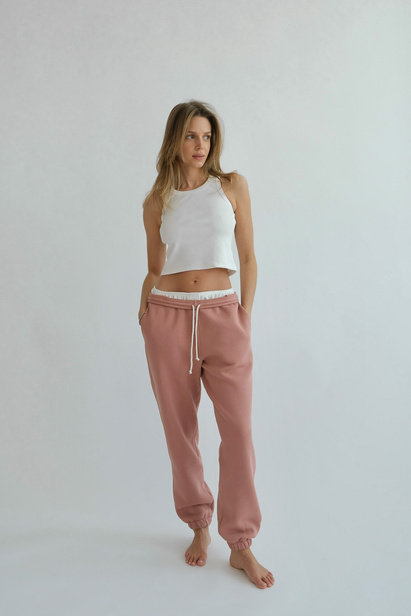 Unisex Sweatpants Alex in Dusty Pink with Fleece