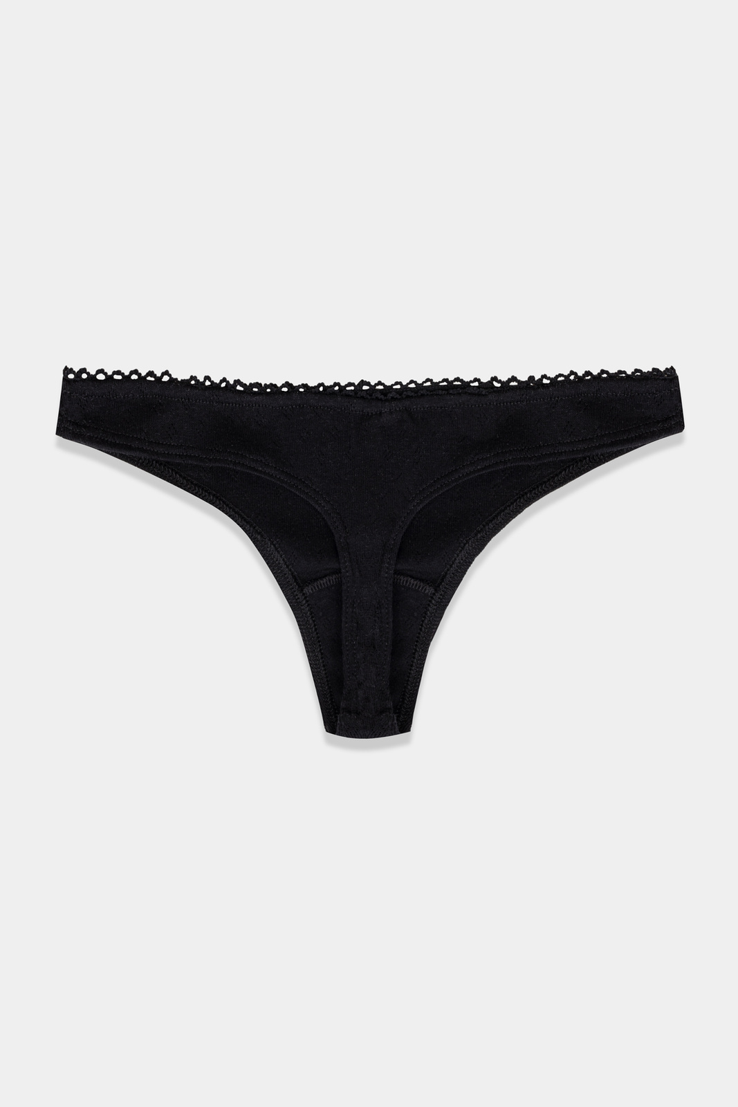 Black Pointelle Thong "Rosie"