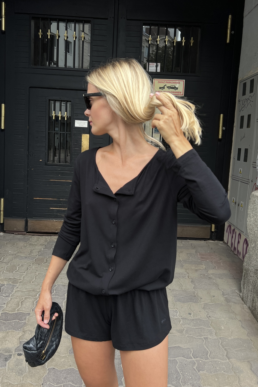 Black Long-Sleeve Romper