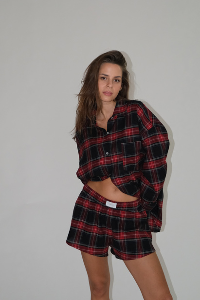 Red Checkered Oversized Shirt "Alva"