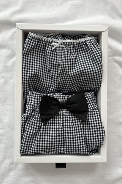 Navy Checkered Set Shorts