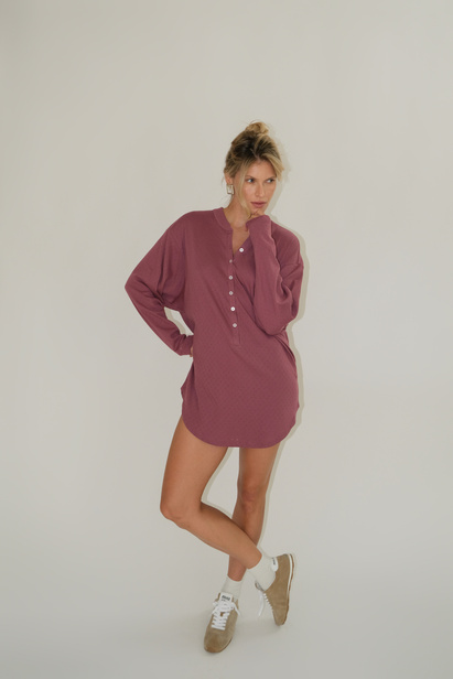 Mauve Pointelle Longsleeve "Lisa"