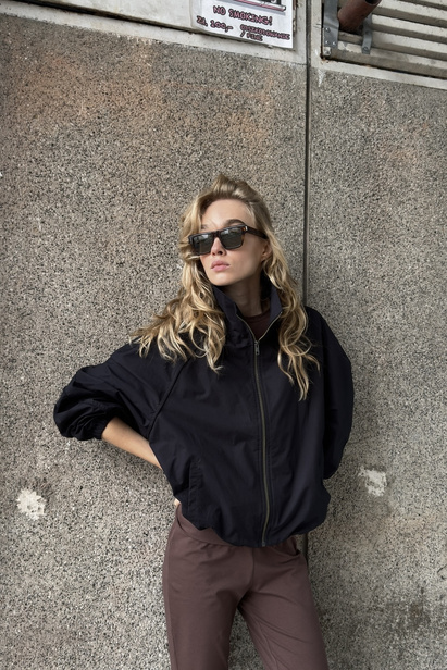 High-Collar Black Jacket "Megan"