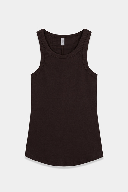 Ribbed Tank Top in Chocolate