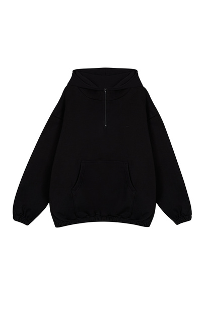 Half Zip Hoodie "Alex" in Black