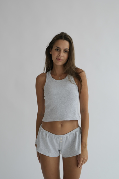 Distressed Top in Grey Melange