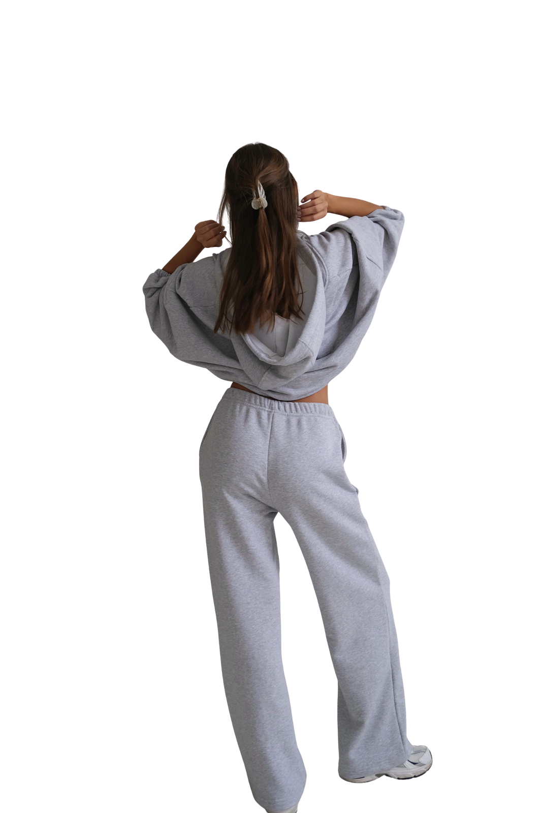 Grey Melange Zipped Hoodie "Rene"