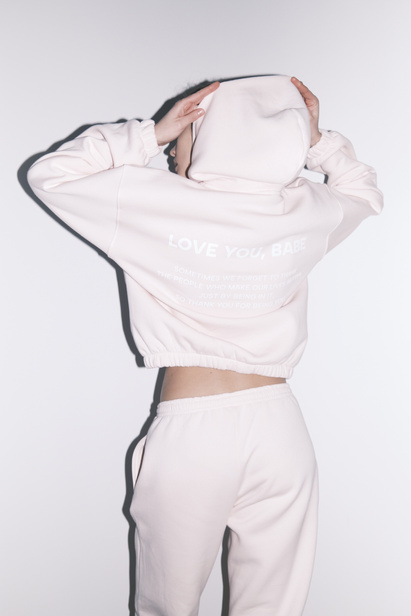 Blush Pink Hoodie "Abby" with Fleece