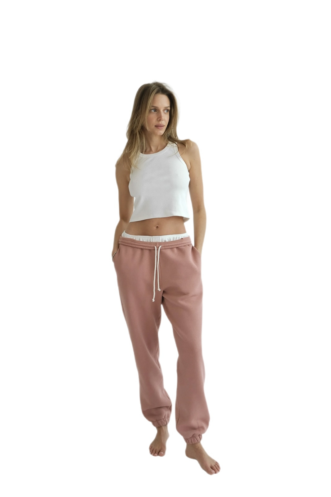 Sweatpants Alex in Dusty Pink with Fleece