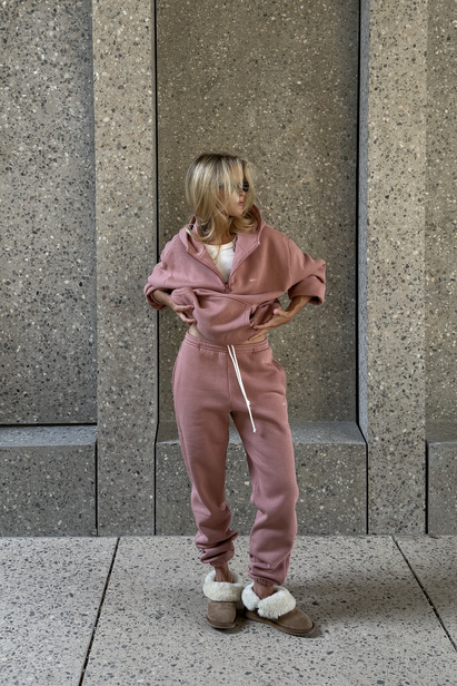 Sweatpants Alex in Dusty Pink with Fleece