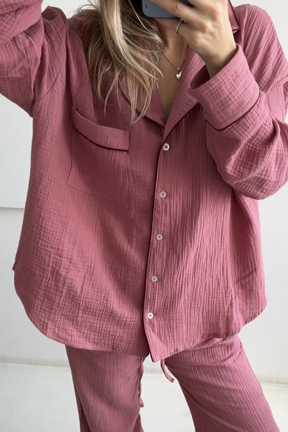 Dusty Pink Muslin Shirt "Taylor"