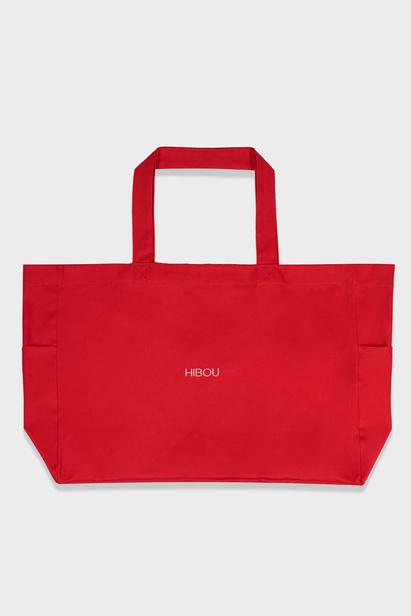 Canvas Red Tote Bag with White Logo