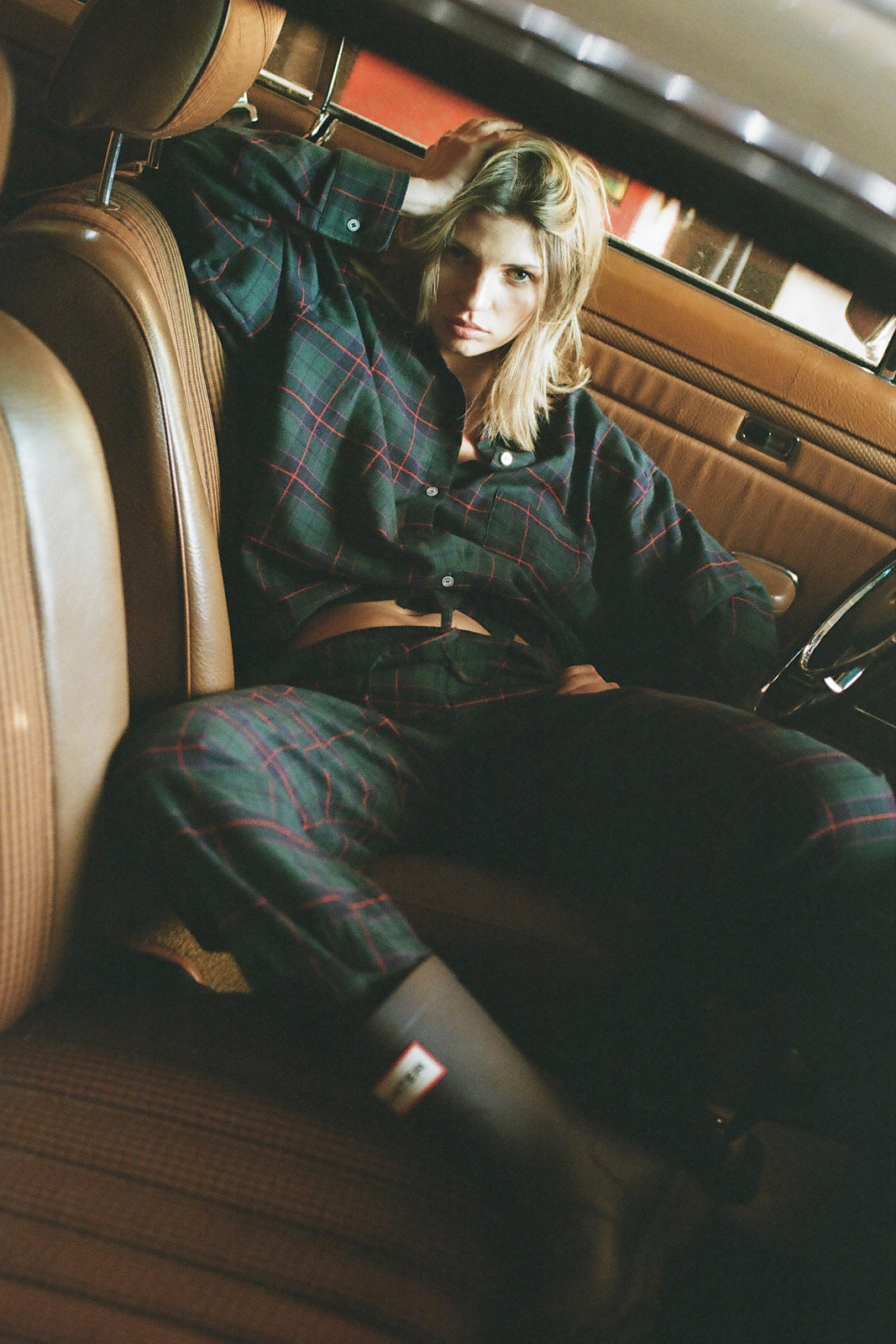 Green Checkered Oversized Shirt "Alva"