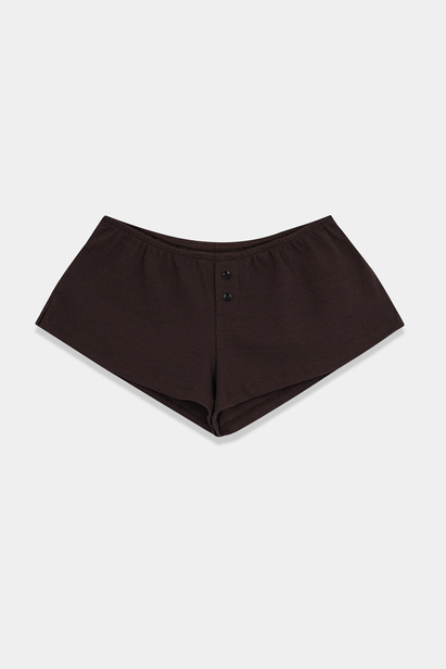 Ribbed Shorts in Chocolate