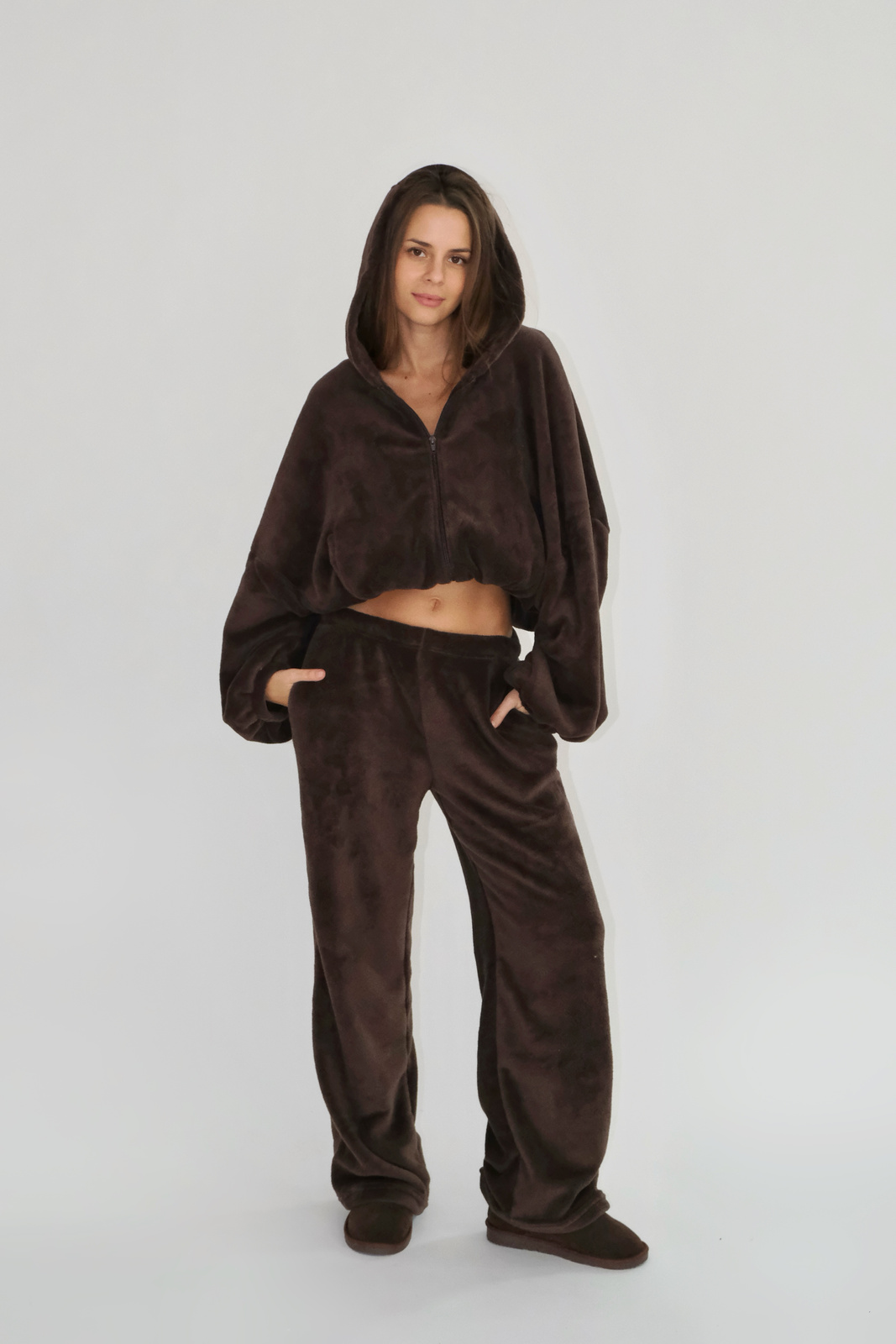 Brown Zipped Hoodie "Rene"