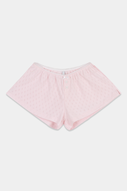 Baby Pink Openwork Shorts "Rosie"