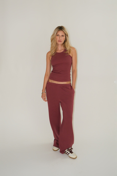 Ribbed Tank Top in Burgundy