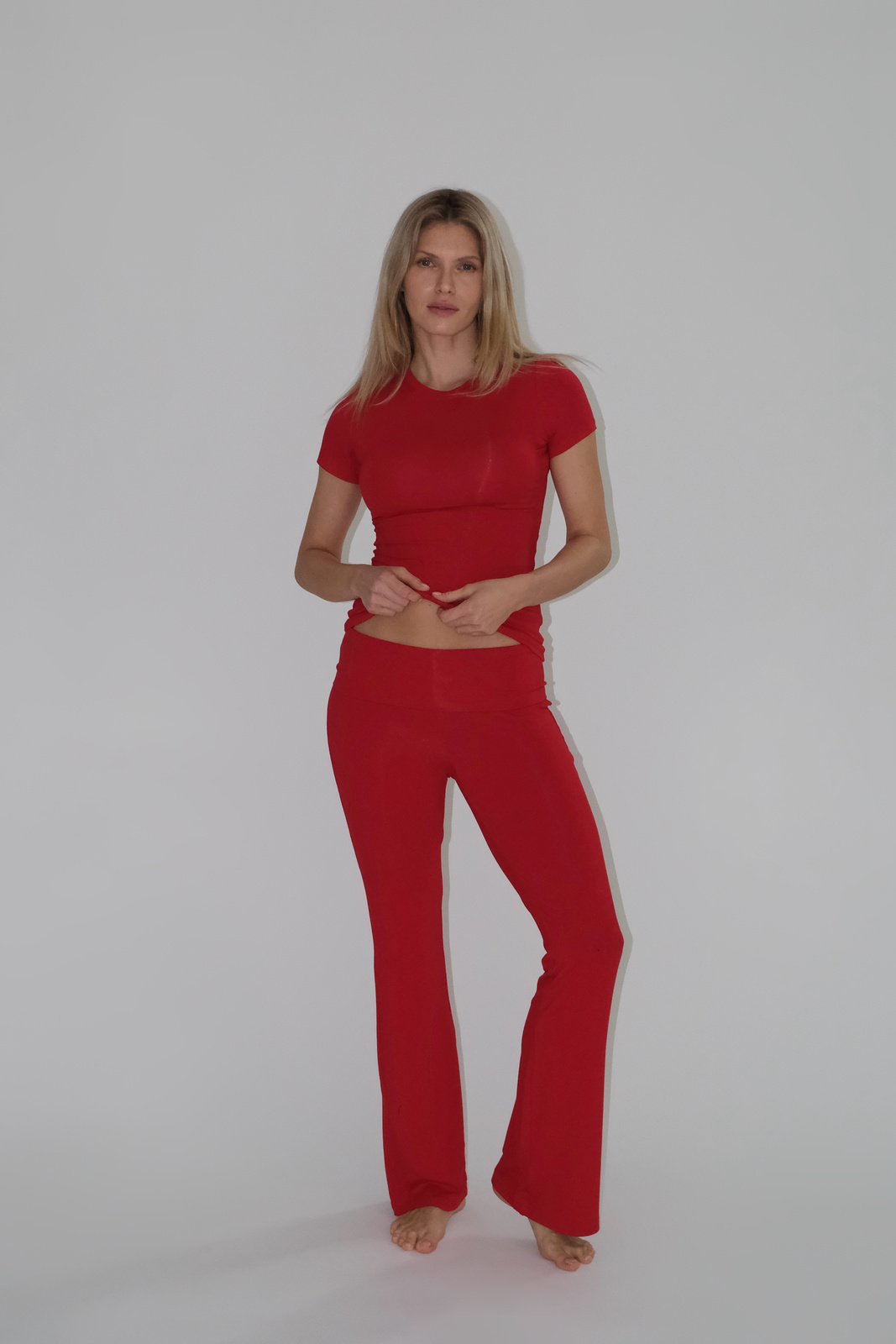 Fold Over Leggins "Lia" Red
