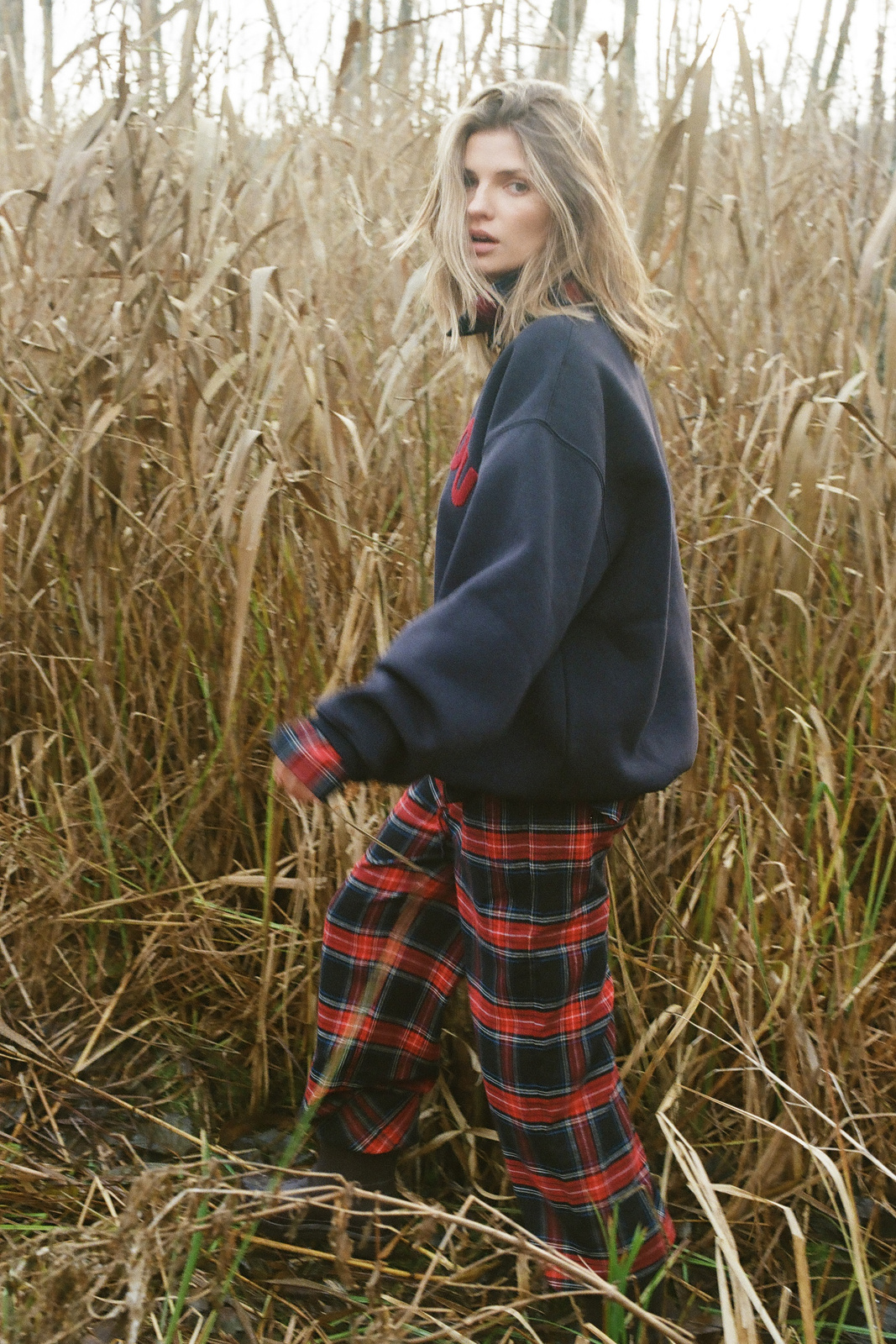 Red Checkered Wide Leg Bottoms "Stella"