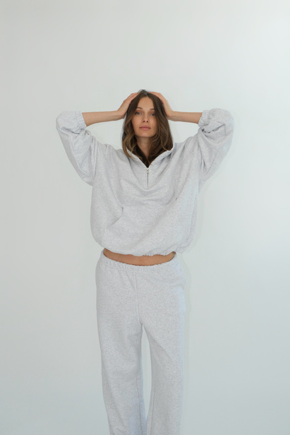 Half Zip Hoodie Alex in Light Melange