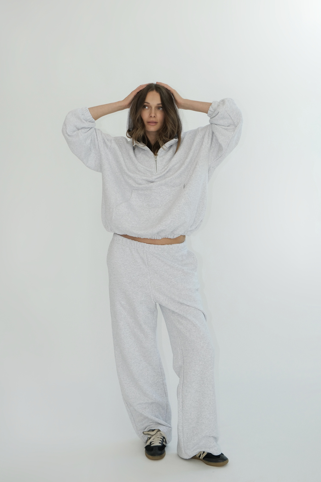 Half Zip Hoodie Alex in Light Melange