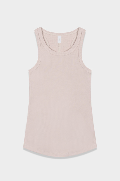Ribbed Tank Top in Powder Beige